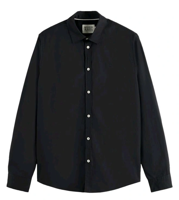 Scotch & Soda Black Core - Poplin Solid Shirt - Black, M