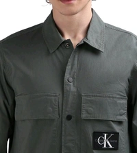 CALVIN KLEIN Grey Solid Collar Full Sleeves Shirt - Cape Cod, L
