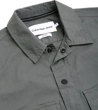 CALVIN KLEIN Grey Solid Collar Full Sleeves Shirt - Cape Cod, L