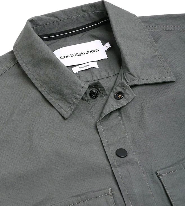 CALVIN KLEIN Grey Solid Collar Full Sleeves Shirt - Cape Cod, L