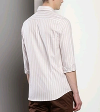CALVIN KLEIN Beige Stripes Slim Fit Shirt - Vanilla Ice, S