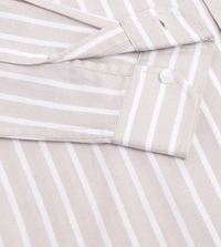 CALVIN KLEIN Beige Stripes Slim Fit Shirt - Vanilla Ice, S