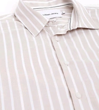 CALVIN KLEIN Beige Stripes Slim Fit Shirt - Vanilla Ice, XL