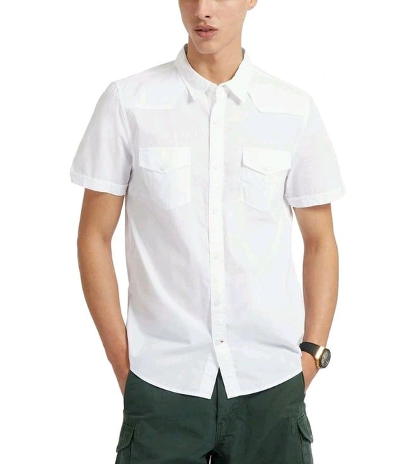GUESS White Regular Fit Shirt - White, XS