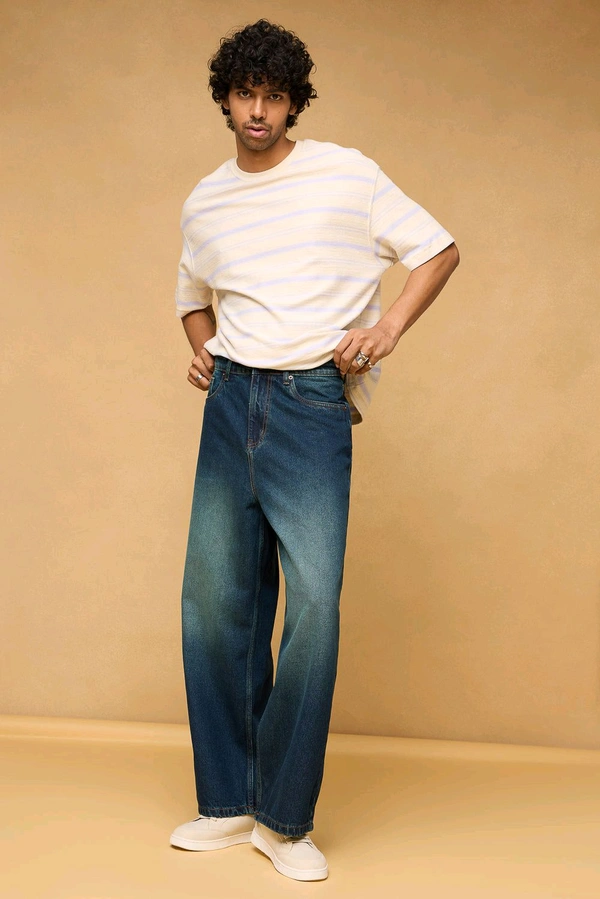 FREAKINS sea blue men's wide leg jeans - Martinique, 32