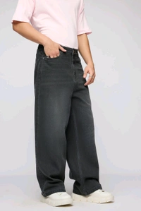 FREAKINS phantom black faded men's wide leg jeans - Mine Shaft, 28