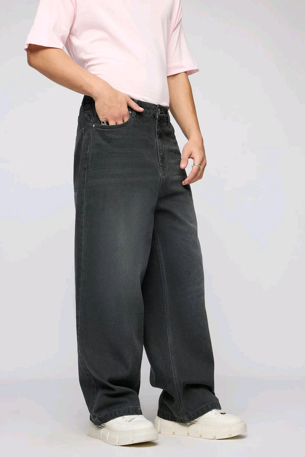 FREAKINS phantom black faded men's wide leg jeans - Mine Shaft, 28