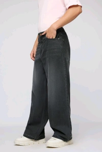 FREAKINS phantom black faded men's wide leg jeans - Mine Shaft, 32