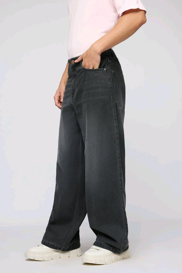 FREAKINS phantom black faded men's wide leg jeans - Mine Shaft, 32