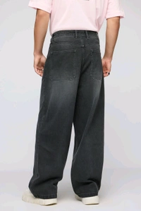FREAKINS phantom black faded men's wide leg jeans - Mine Shaft, 40
