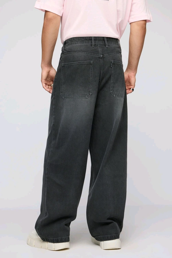 FREAKINS phantom black faded men's wide leg jeans - Mine Shaft, 40
