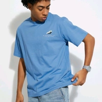 URB_N Men Oversized Back Printed T-shirt - Kashmir Blue, M