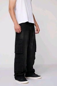 FREAKINS panther black men's baggy utility cargo jeans - Mine Shaft, 28