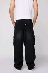 FREAKINS panther black men's baggy utility cargo jeans - Mine Shaft, 28