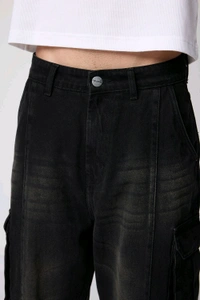 FREAKINS panther black men's baggy utility cargo jeans - Mine Shaft, 28
