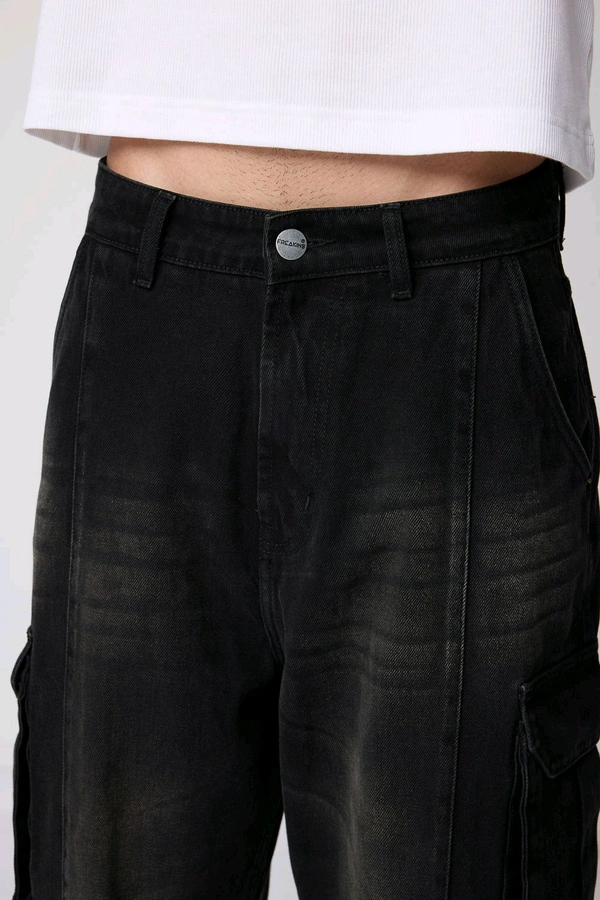 FREAKINS panther black men's baggy utility cargo jeans - Mine Shaft, 28