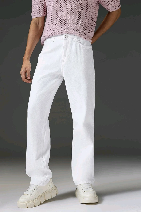 FREAKINS men's white straight tapered jeans
  - White, 28