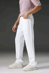 FREAKINS men's white straight tapered jeans
  - White, 28