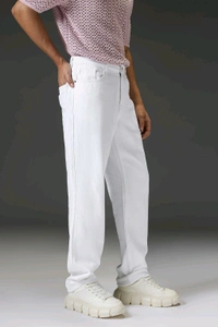 FREAKINS men's white straight tapered jeans
  - White, 28