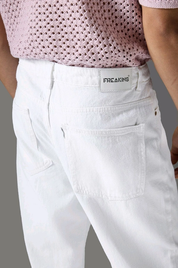 FREAKINS men's white straight tapered jeans
  - White, 30