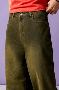FREAKINS wicked green men's wide leg jeans - Black Marlin, 30
