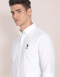 U.S POLO ASSN. Solid Slim Fit Shirt  - White, S