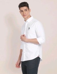 U.S POLO ASSN. Solid Slim Fit Shirt  - White, S