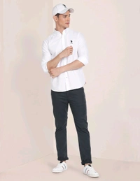 U.S POLO ASSN. Solid Slim Fit Shirt  - White, M