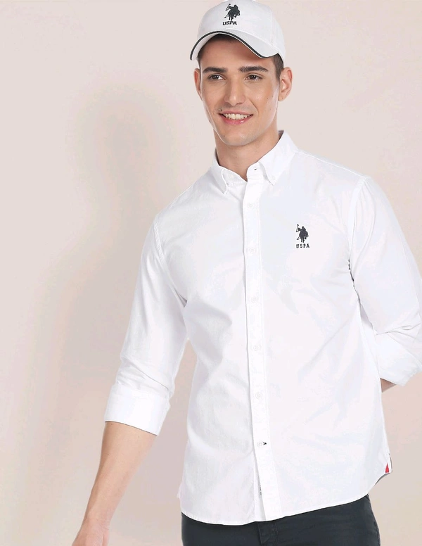 U.S POLO ASSN. Solid Slim Fit Shirt  - White, XL