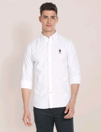 U.S POLO ASSN. Solid Slim Fit Shirt  - White, XL
