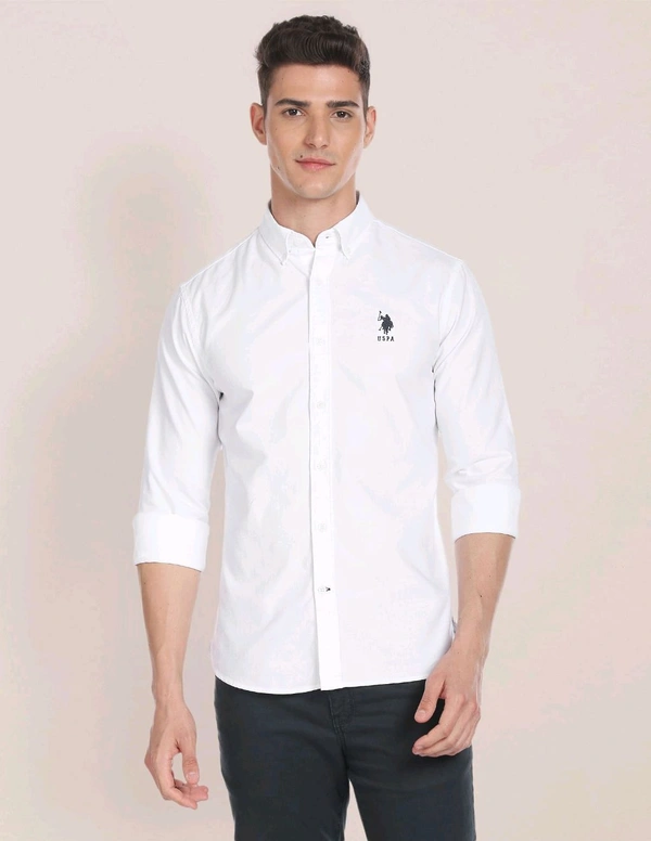 U.S POLO ASSN. Solid Slim Fit Shirt  - White, XL