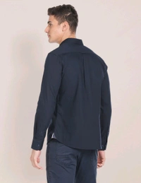 Solid Slim Fit Shirt  - Black, L