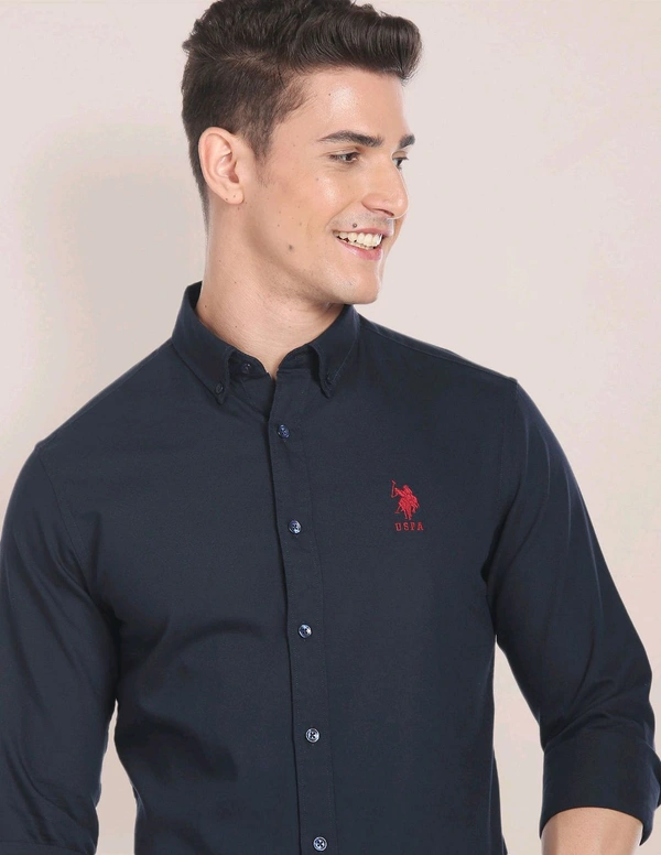 Solid Slim Fit Shirt  - Black, XL