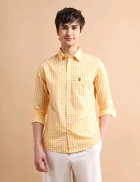 U.S POLO ASSN. Gingham Twill Shirt - Bright Sun, S