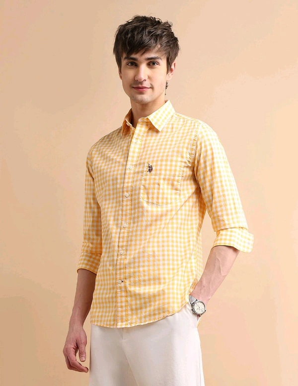 U.S POLO ASSN. Gingham Twill Shirt - Bright Sun, XL