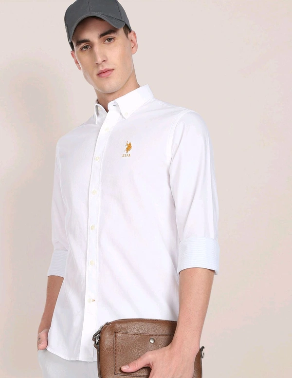 U.S POLO ASSN. Button Down Collar Premium Cotton Shirt - White, S