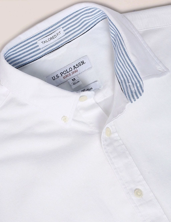 U.S POLO ASSN. Button Down Collar Premium Cotton Shirt - White, S