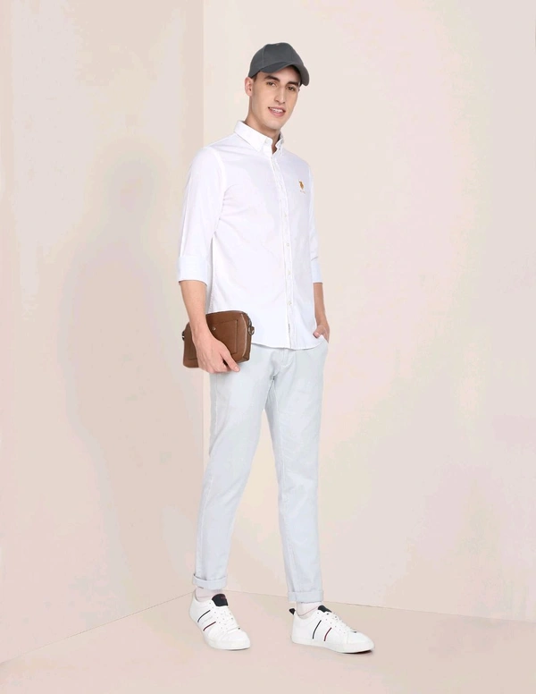 U.S POLO ASSN. Button Down Collar Premium Cotton Shirt - White, S