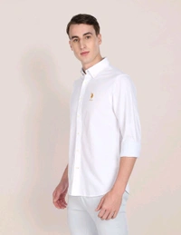 U.S POLO ASSN. Button Down Collar Premium Cotton Shirt - White, S