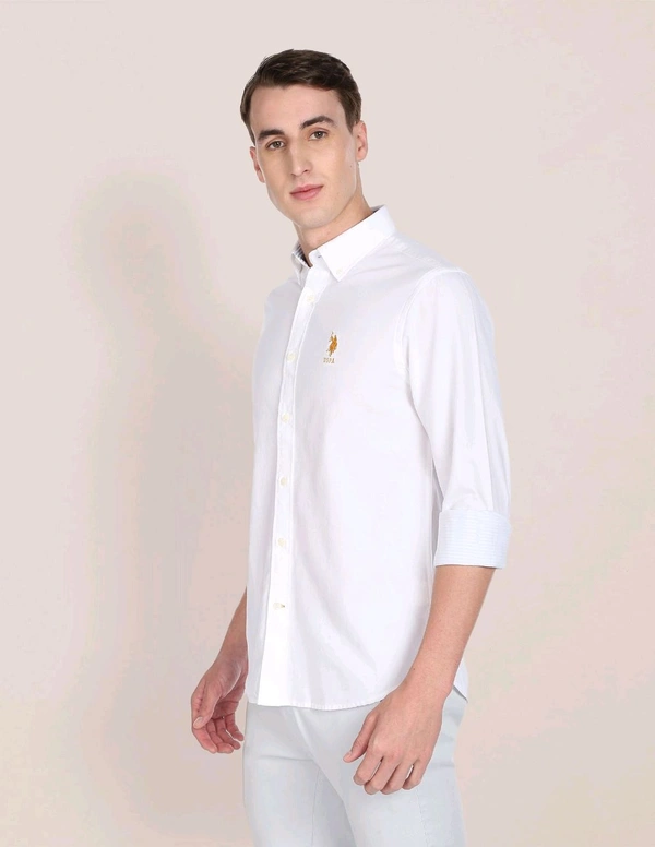 U.S POLO ASSN. Button Down Collar Premium Cotton Shirt - White, M