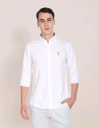 U.S POLO ASSN. Button Down Collar Premium Cotton Shirt - White, XL