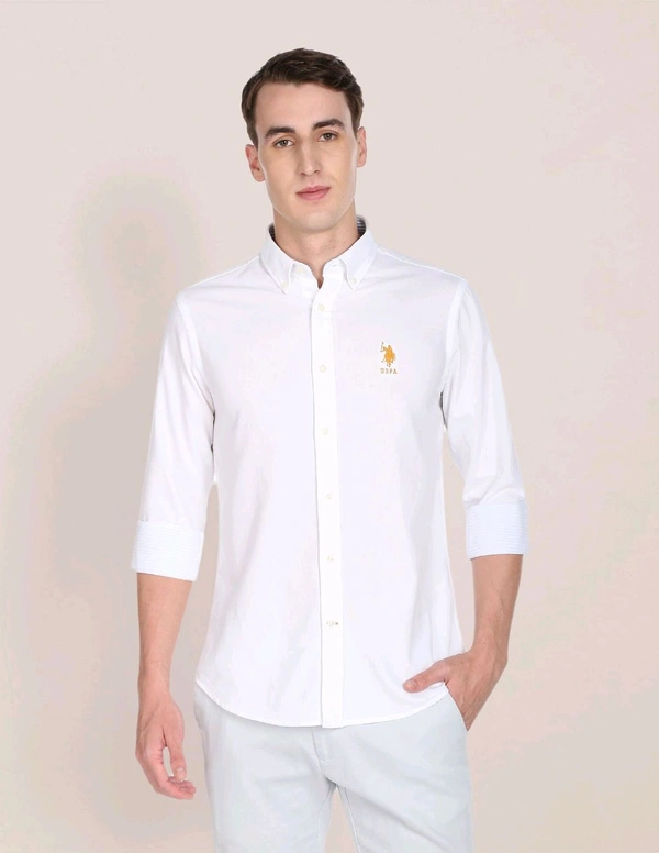 U.S POLO ASSN. Button Down Collar Premium Cotton Shirt - White, XL