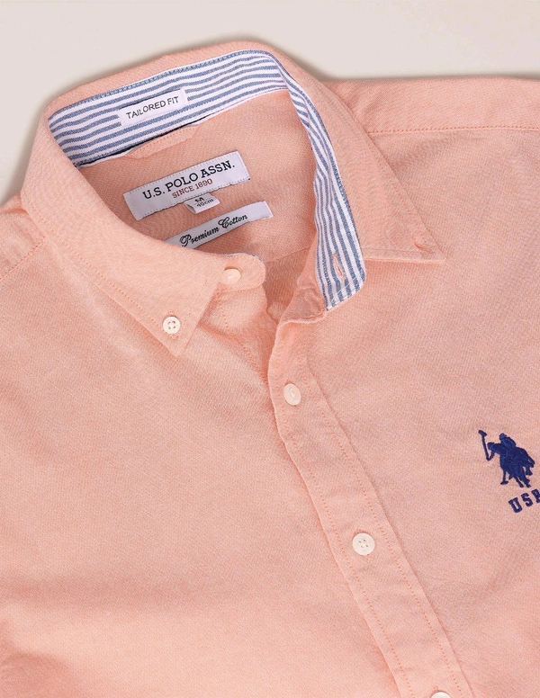 U.S POLO ASSN. Bottn Down Collar Premium Cotton Shirt  - Old Rose, S
