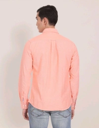 U.S POLO ASSN. Bottn Down Collar Premium Cotton Shirt  - Old Rose, M