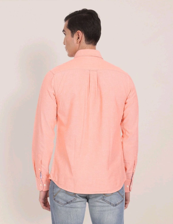 U.S POLO ASSN. Bottn Down Collar Premium Cotton Shirt  - Old Rose, M