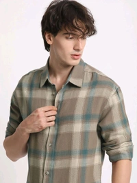 The Bear House Mens Brown Relaxed Fit Casual Shirt - Sandrift, S