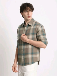 The Bear House Mens Brown Relaxed Fit Casual Shirt - Sandrift, M