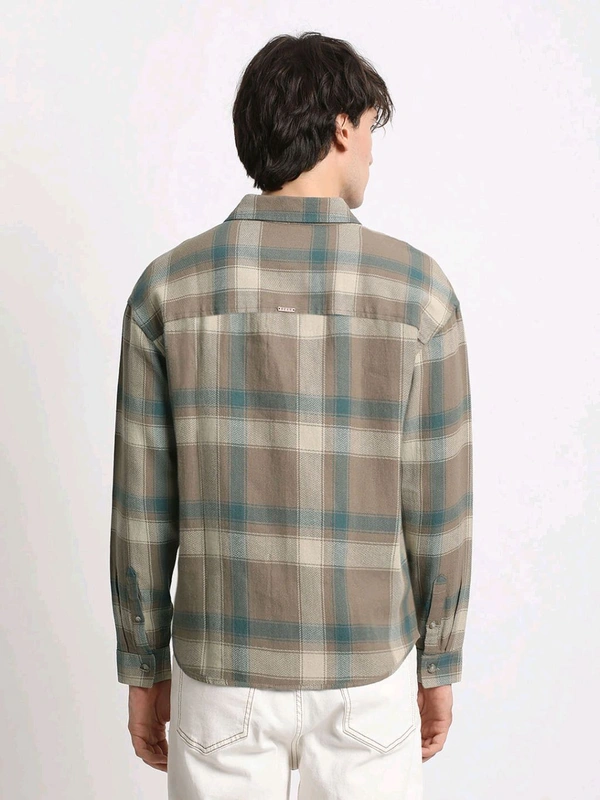 The Bear House Mens Brown Relaxed Fit Casual Shirt - Sandrift, M