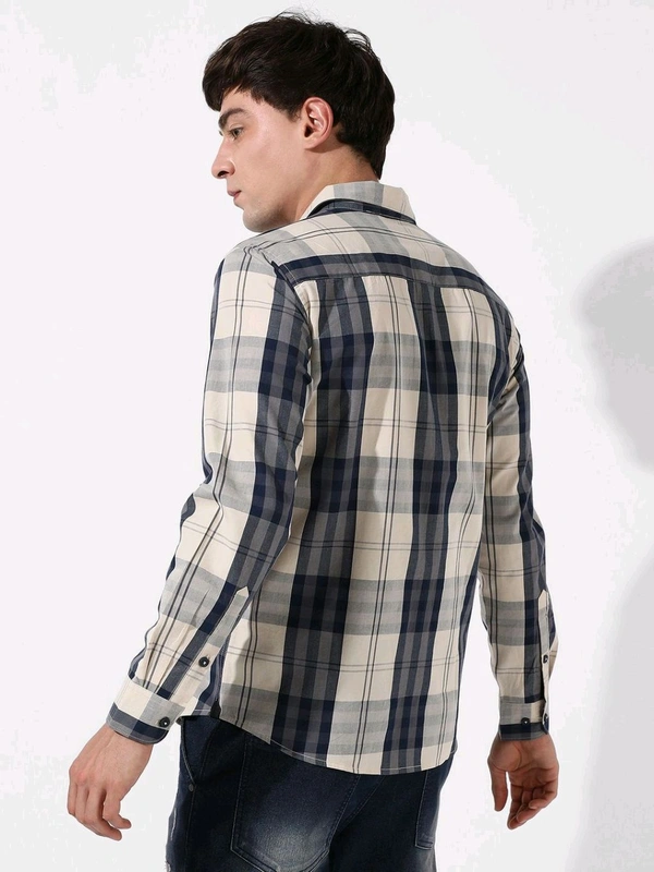 Campus Sutra Mens Tartan Plaid Button Up Shirt - Jacarta, XL