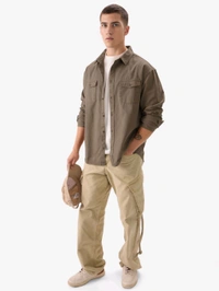 The Souled Store Solid Brown Men Utility Shirt - Millbrook, M
